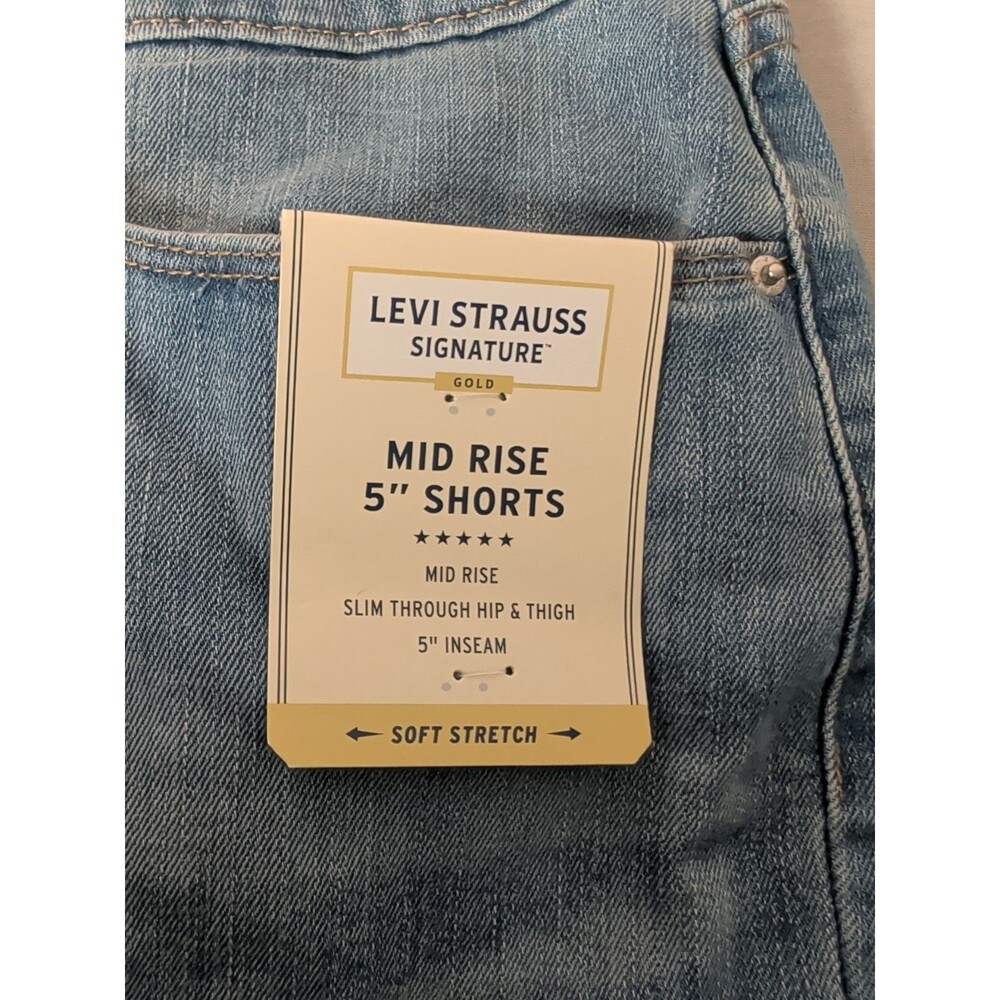 NWT 2 pair Levi Strauss Signature Gold Women's Blue Denim Jean Shorts Size 24 - Picture 13 of 16